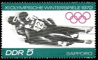 (1971-100) Марка Германия (ГДР) "Санный спорт"    Зимние ОИ 1972, Саппоро III O